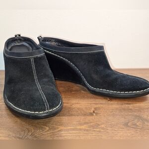 Cole Haan Jaynie Black Suede Wedge Mules Women's Size 6.5B
